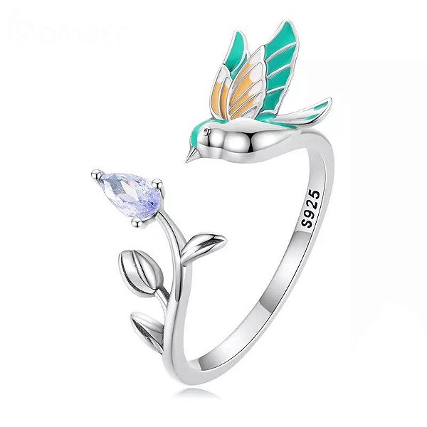 Anel Ajustavel beija-flor Colibri Em Prata 925 Eternal Joias
