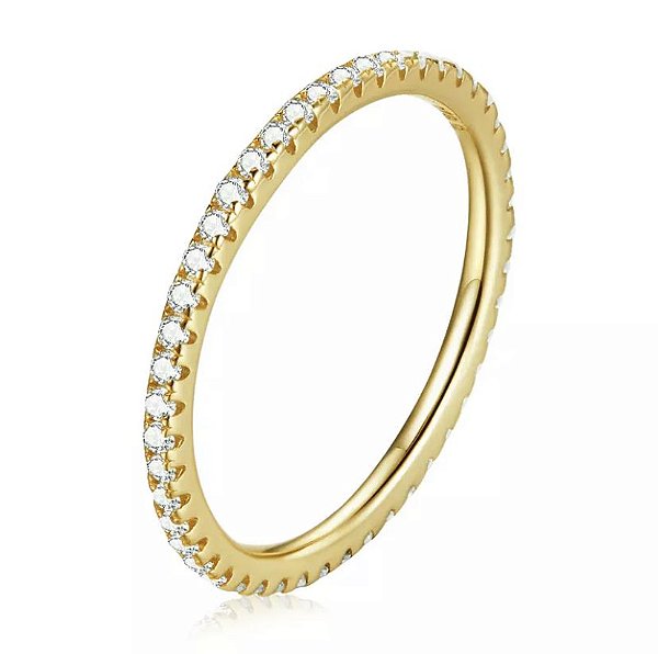 Anel aparador cravejado dourado em Prata 925 legitima de lei