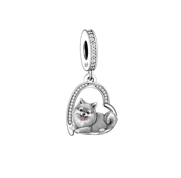 Berloque Pendente Cachorro Spitz Alemão Prata Legítima 925