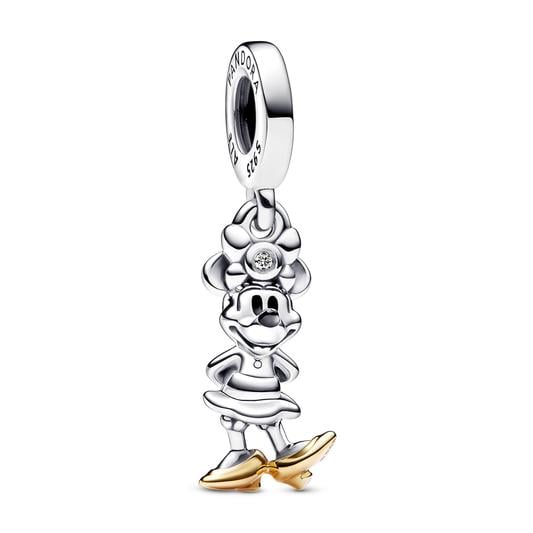 Berloque Minnie Sapatinho Dourado Pendente Prata