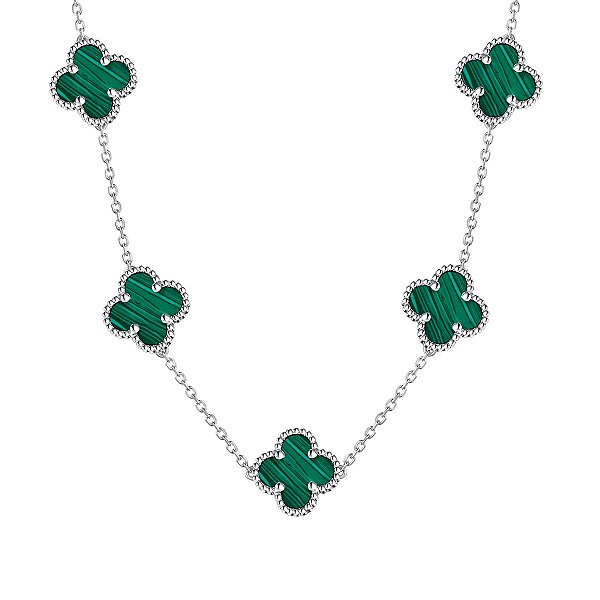 Colar Trevos Verde Em Prata Legítima 925 Eternal Joias