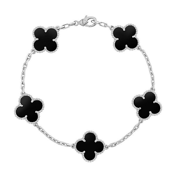 Pulseira Trevinhos Preto Em Prata Legítima 925 Eternal Joias