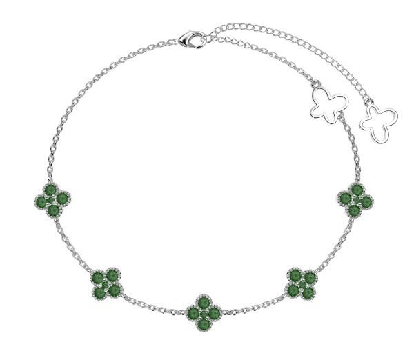 Pulseira Trevinhos Verde Em Prata Legítima 925 Eternal Joias