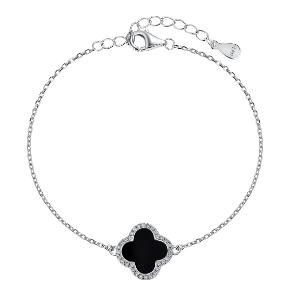 Pulseira Trevo Preto Em Prata Legítima 925 Eternal