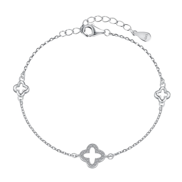Pulseira Trevinho com Cristais Em Prata Legítima 925 Eternal