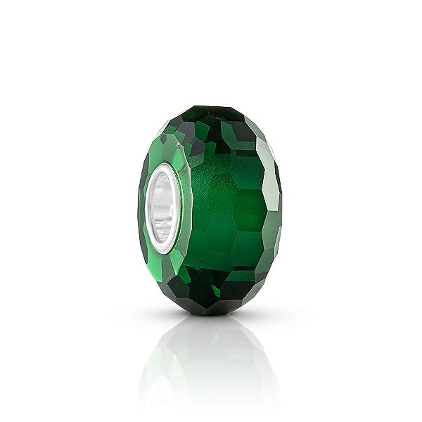 Berloque de vidro murano verde prata legítima 925