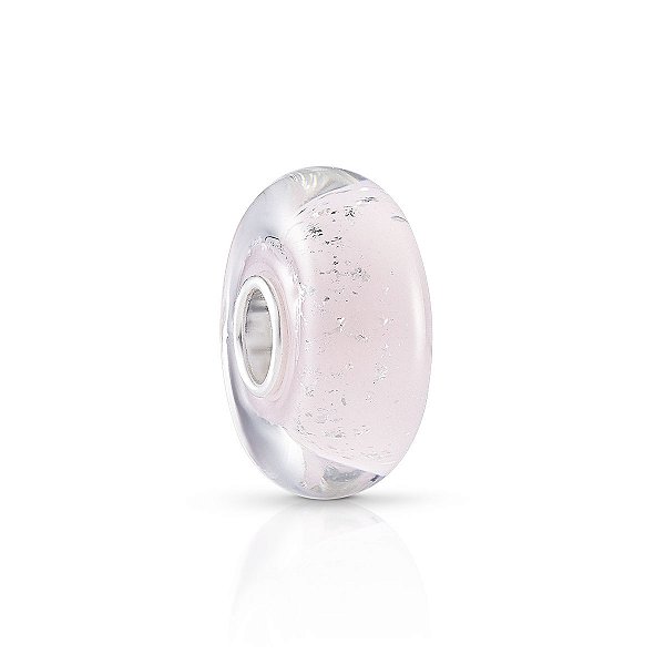 Berloque vidro murano rosa claro em prata legítima 925