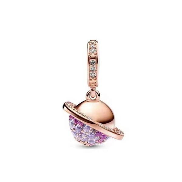 Berloque Pendente Saturno Rose Prata Eternal Joias