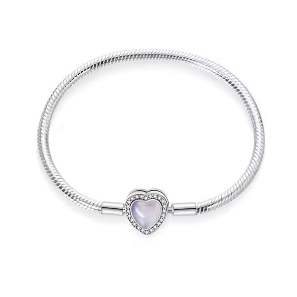 Bracelete Coração Azul Para Berloques Banho de Prata