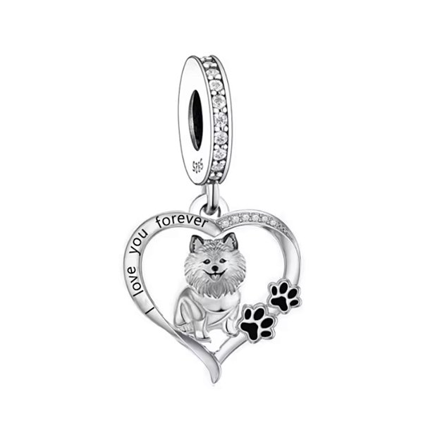 Berloque Cachorro Chow-Chow Em Prata Legítima 925