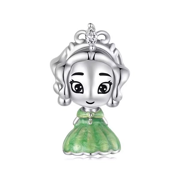 Berloque princesa Tiana em prata legítima 925