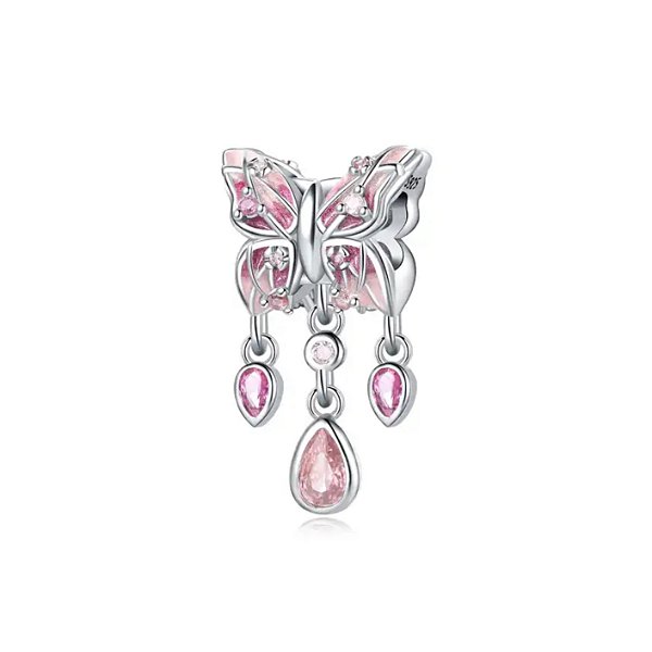 Berloque borboleta separador rosa prata eternal joias