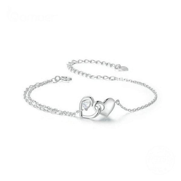 Pulseira corações eternos em prata legítima 925