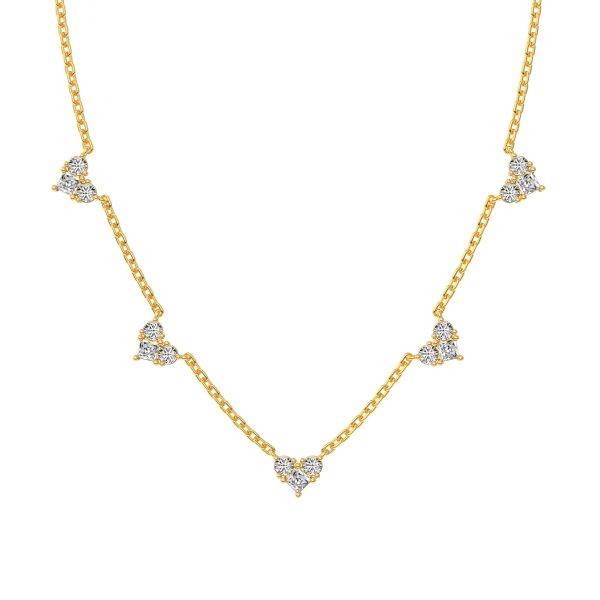 Colar choker corações banho ouro 18k em prata 925 legitima