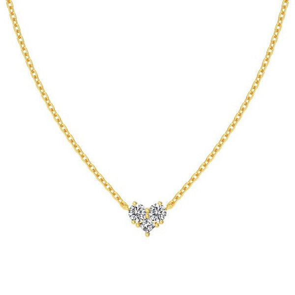 Colar coração minimalista banho ouro 18k prata legítima 925