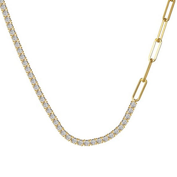 Colar minimalista riviera com elos banho ouro 18k prata 925
