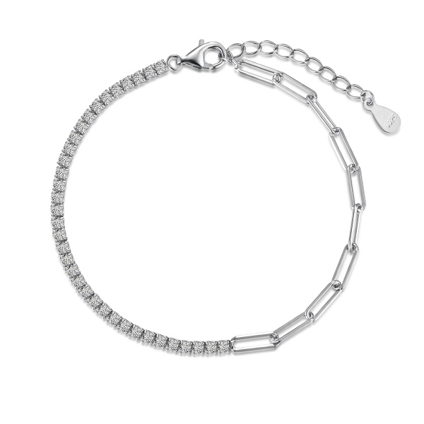 Pulseira minimalista riviera com elos em prata legítima 925