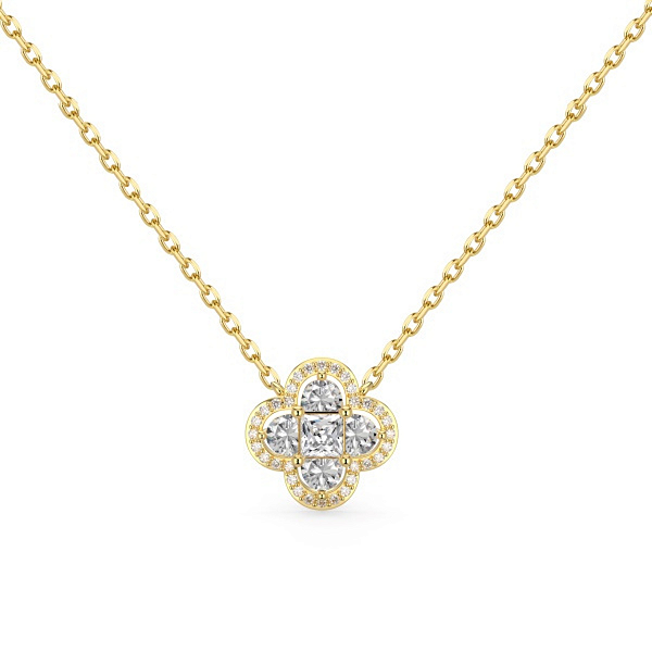 Colar Trevo Cravejado Em Prata 925 Banho Ouro 18k