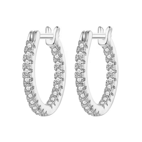 Brinco Argola Cravejada 10mm Em Prata 925 legitima Eternal