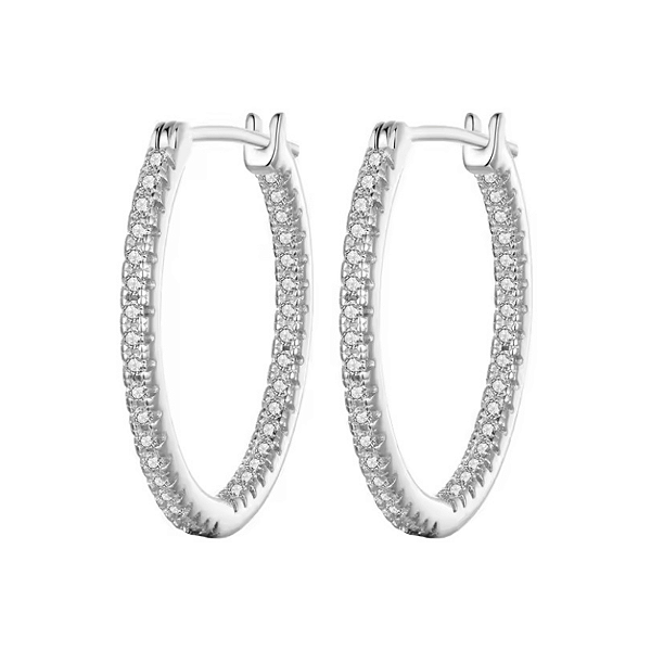 Brinco Argola Cravejada 17mm Em Prata 925 legitima Eternal