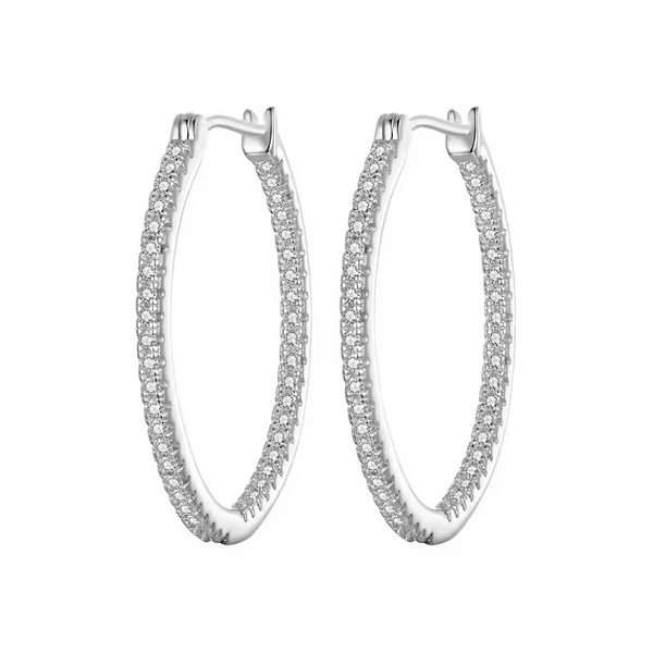 Brinco Argola Cravejada 22mm Em Prata 925 legitima Eternal