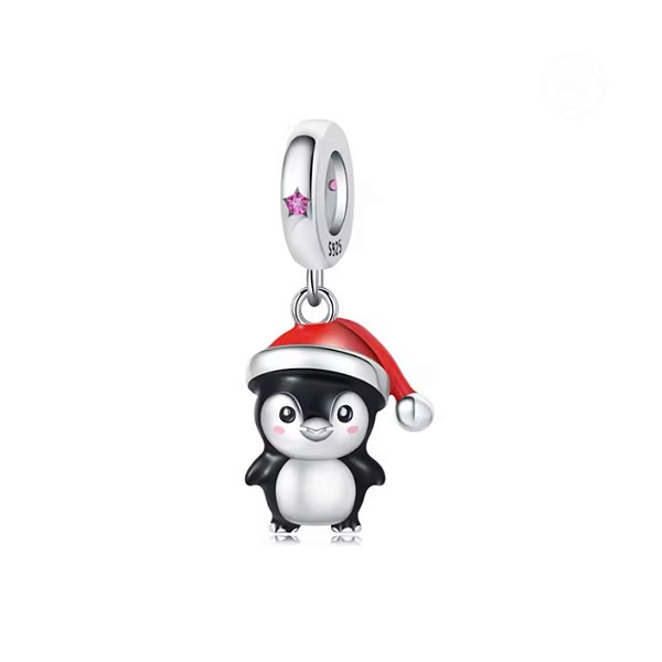 Berloque separador pinguim de natal prata Eternal Joias