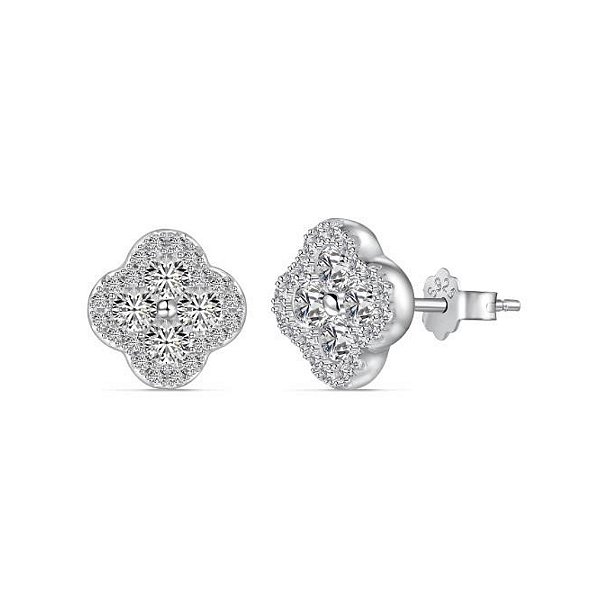 Brinco trevinho cristal em prata legítima 925 Eternal Joias