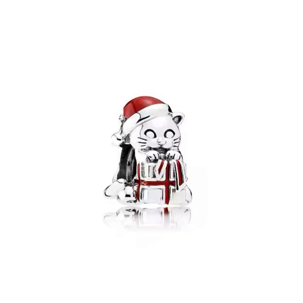 Berloque gatinho de natal prata Eternal Joias