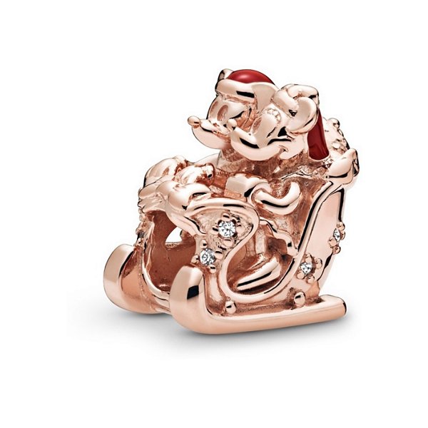 Berloque trenó de natal mickey e minnie prata Eternal Joias