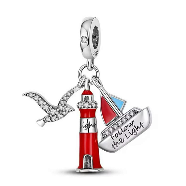 Berloque Pendente Farol Barco Ave prata Eternal Joias