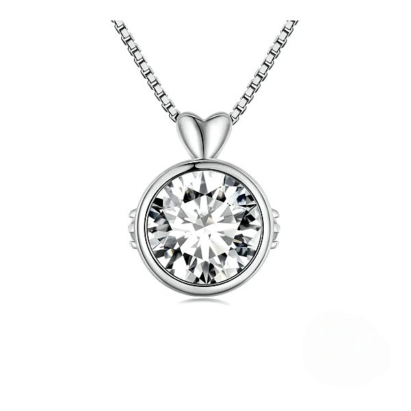 Colar ponto de luz moissanite 6.5mm 1.0ct prata legítima 925