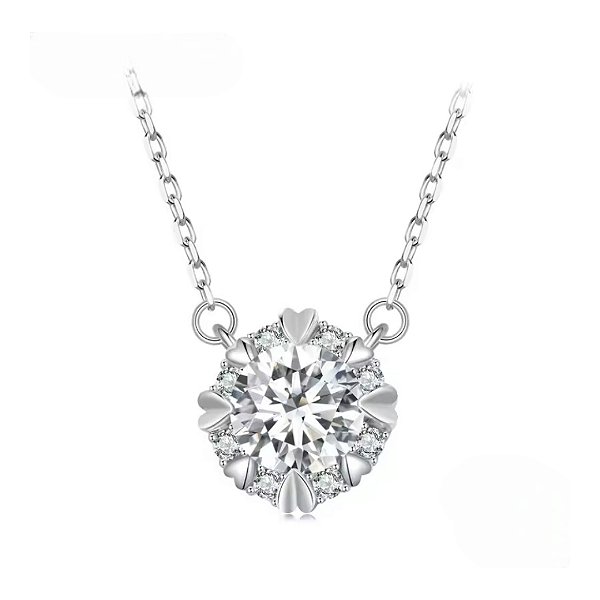 Colar elegância moissanite 6.5mm 1.0ct prata legítima 925
