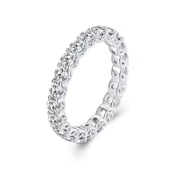 Anel aparador brilhante pedra moissanite 3mm 0.1ct prata 925