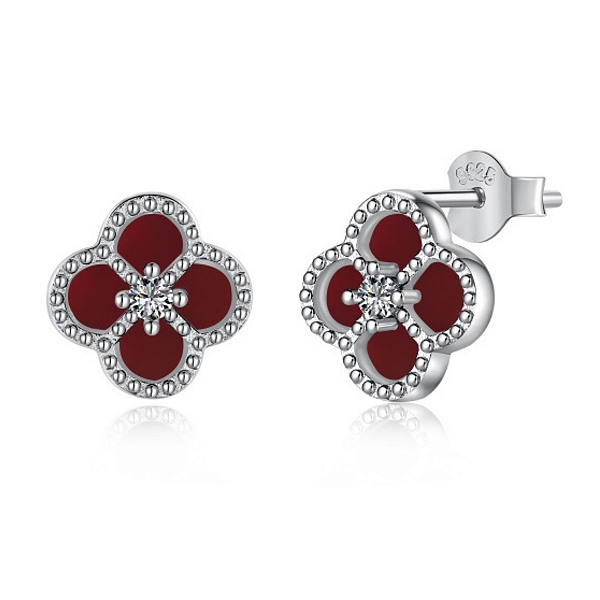 Brinco Trevinho Vermelho Prata Legítima 925 Eternal Joias