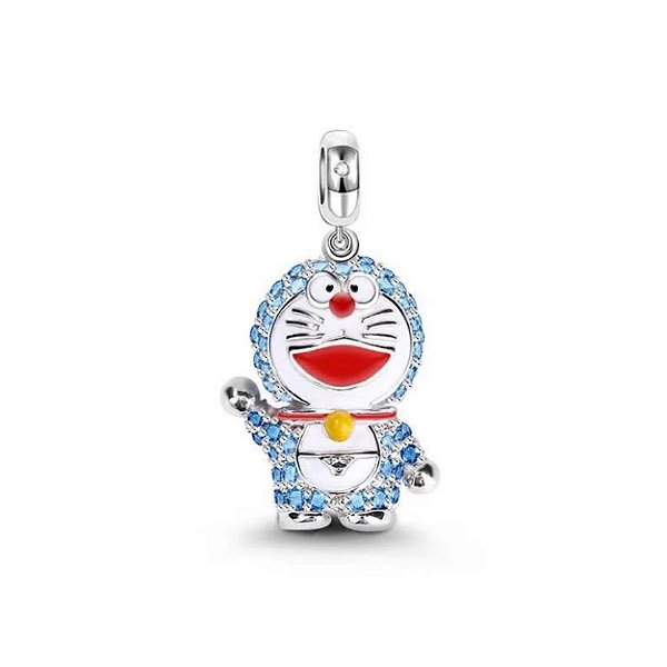 Berloque pendente gatinho Doraemon prata