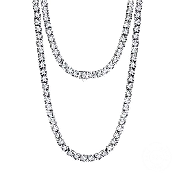 Colar riviera fecho gaveta pedras moissanites 3mm prata 925