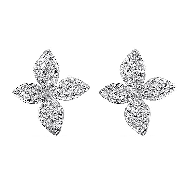 Brinco flor pétalas em prata legítima 925
