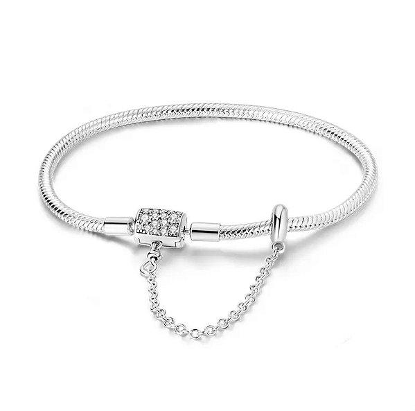 Bracelete Para Berloques Com Trava Banho de Prata 925