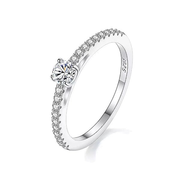 Anel diamante moissanite certificado GR 0.3 ct Prata 925