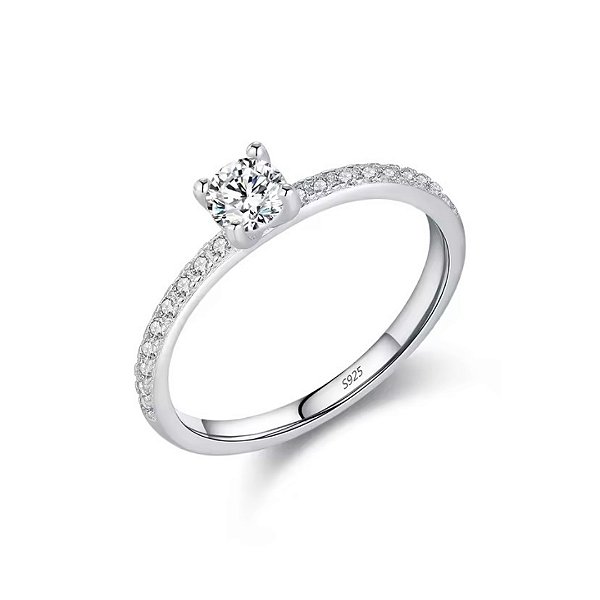 Anel diamante moissanite certificado GR 0.3 ct Prata 925