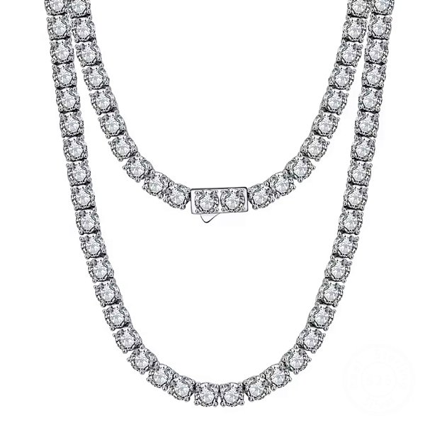 Colar riviera fecho gaveta pedras moissanites 5mm prata 925
