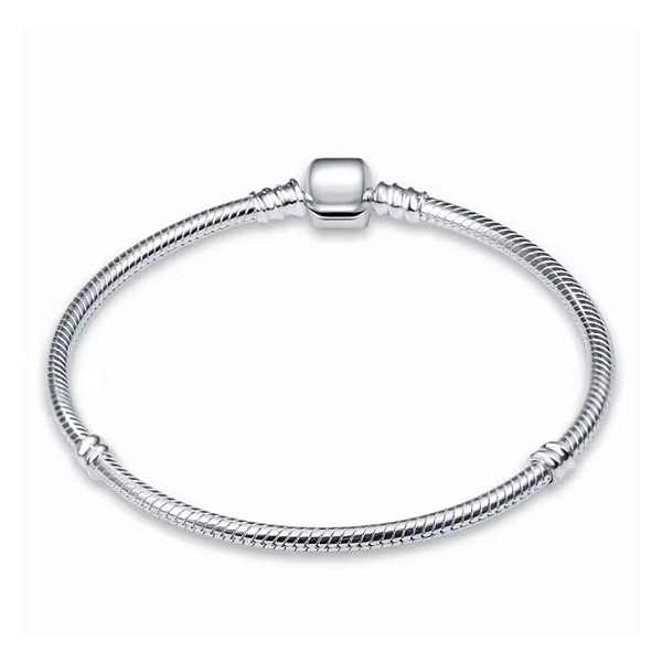 Bracelete Fecho Liso Para Berloques Banho de Prata
