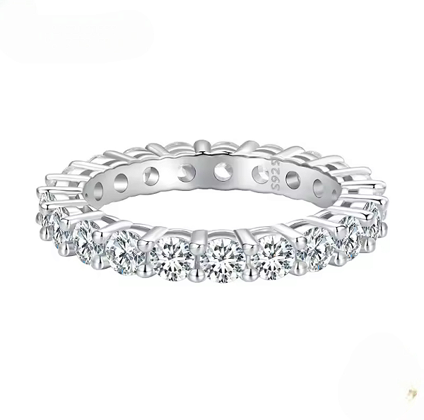 Anel aparador luxo pedra moissanite 3mm 0.1ct prata 925