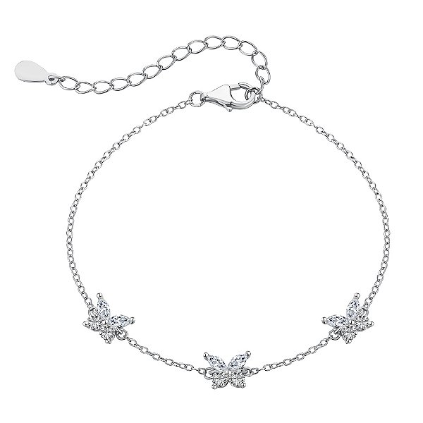 Pulseira Borboletas Brilhantes Em Prata 925 Eternal Joias