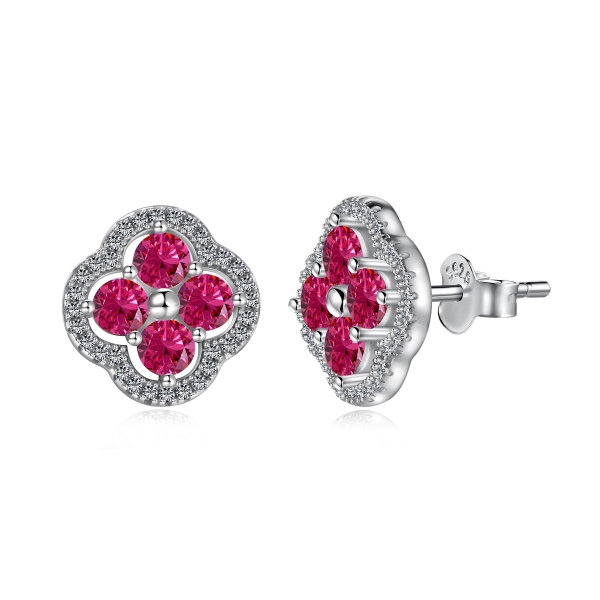 Brinco Trevo Rosa Em Prata Legítima 925 Eternal Joias