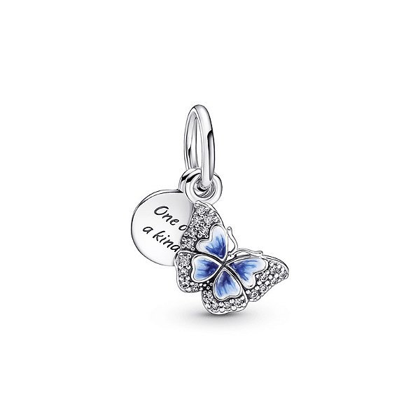 Berloque pendente borboleta azul prata eternal joias