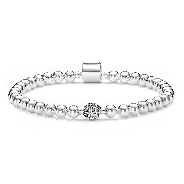 Pulseira Esfera Brilhante Prata Legitima 925 Eternal Joias