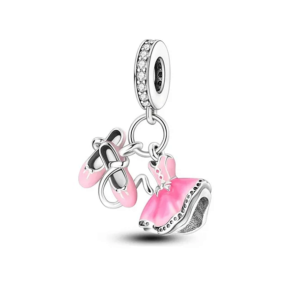 Berloque sapatilha e vestido bailarina prata eternal joias