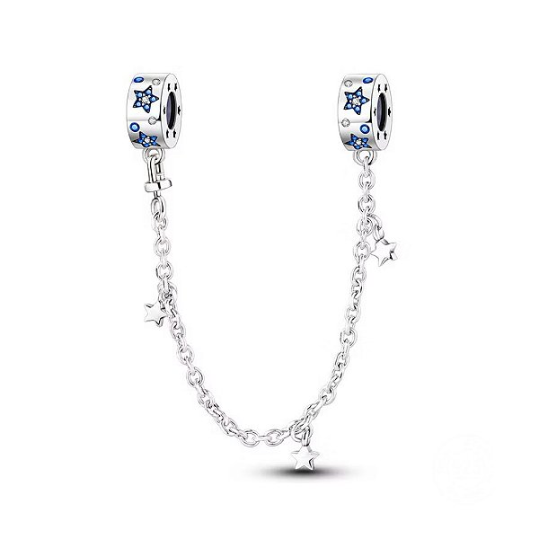 Trava corrente de segurança anoitecer céu estrelado prata