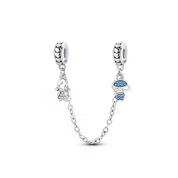 Trava corrente de segurança casal de filhos prata